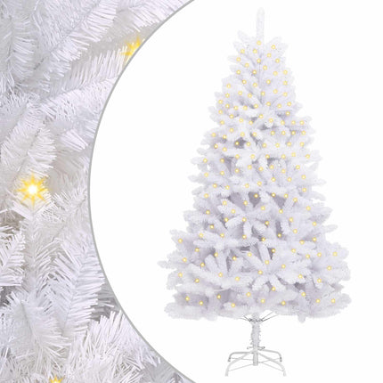 Konstgjord julgran med 300 LED-lampor Vit 300 cm PVC och metall