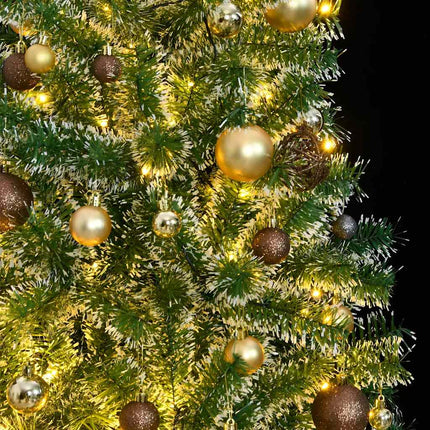 Plastgran 300 LEDs&kulor&snö 210 cm