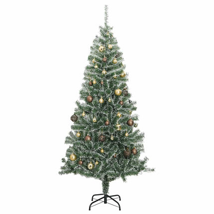 Plastgran 300 LEDs&kulor&snö 210 cm