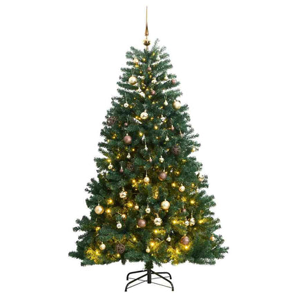 Plastgran med gångjärn 300 LEDs & kulor 210 cm