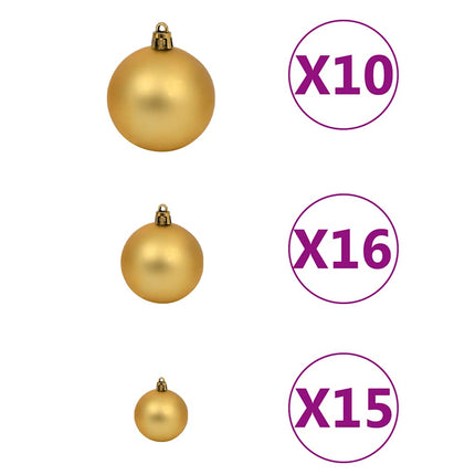 Plastgran med gångjärn 300 LEDs & kulor 240 cm