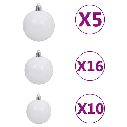 Plastgran med gångjärn 300 LEDs & kulor 210 cm