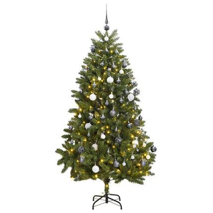 Plastgran med gångjärn 300 LEDs & kulor 270 cm