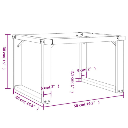 Bordsben för soffbord O-ram 50x40x38 cm stål