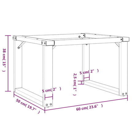 Bordsben för soffbord O-ram 60x50x38 cm stål