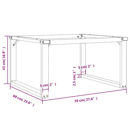 Bordsben för soffbord O-ram 70x60x43 cm stål