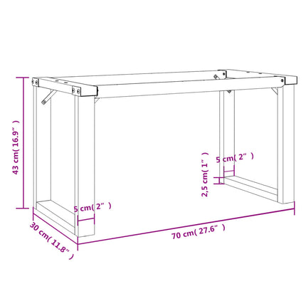 Bordsben för soffbord O-ram 70x30x43 cm stål