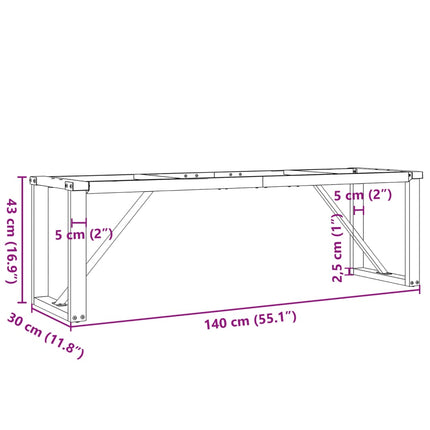 Bordsben för soffbord O-ram 140x30x43 cm stål
