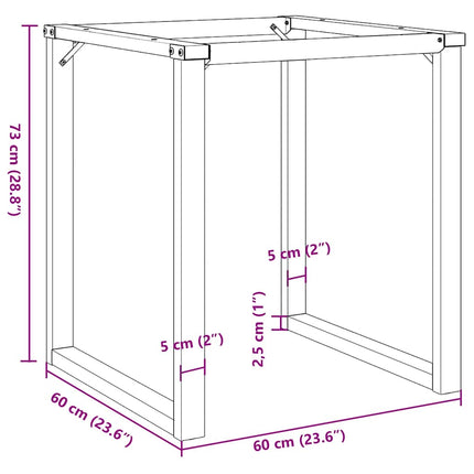 Bordsben för matbord O-ram 60x60x73 cm stål