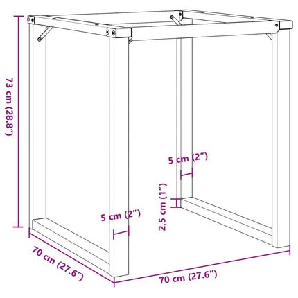Bordsben för matbord O-ram 70x70x73 cm stål