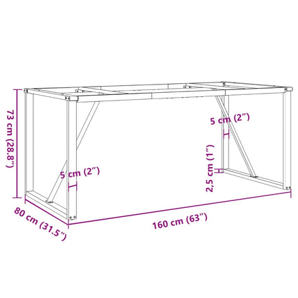 Bordsben för matbord O-ram 160x80x73 cm stål