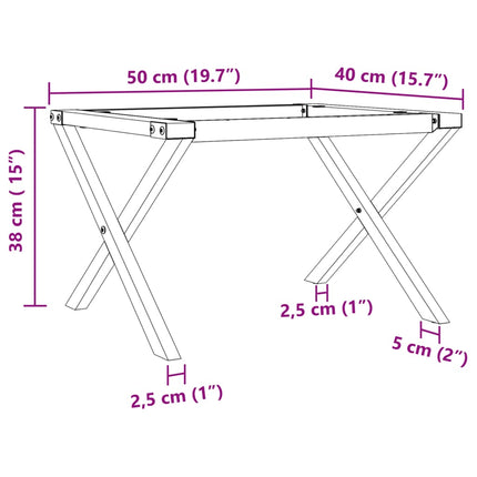 Bordsben för soffbord X-ram 50x40x38 cm stål