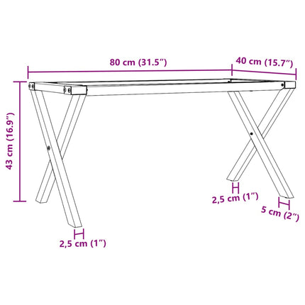 Bordsben för soffbord X-ram 80x40x43 cm stål