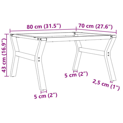 Bordsben för soffbord Y-ram 80x70x43 cm stål