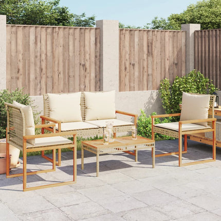 Loungegrupp för trädgården med dynor 4 delar mixbeige