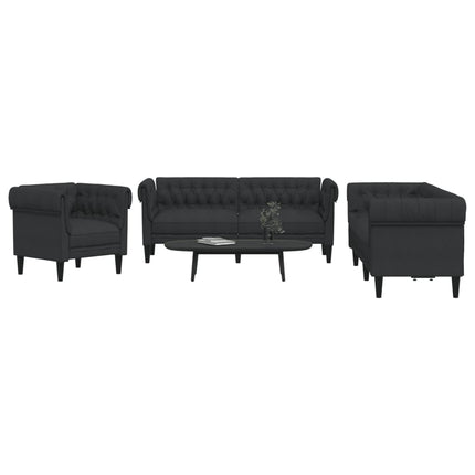 Soffgrupp 3 delar svart tyg