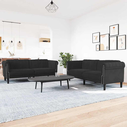 Soffgrupp 2 delar svart sammet