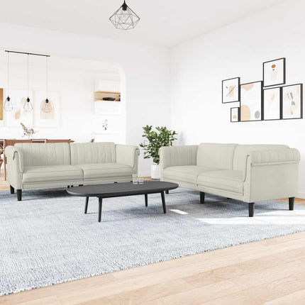 Soffgrupp 2 delar gräddvit sammet