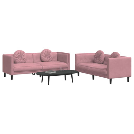 Soffgrupp med kuddar 2 delar rosa sammet
