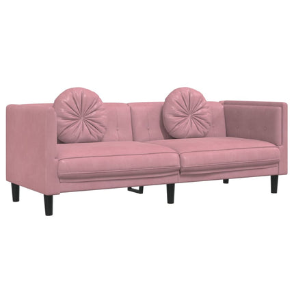 Soffgrupp med kuddar 2 delar rosa sammet