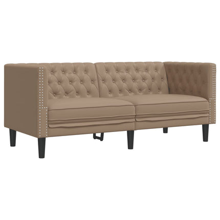 Soffgrupp chesterfield 3 delar cappuccino konstläder