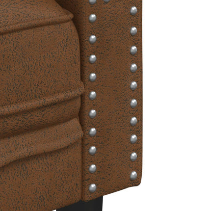 Soffgrupp chesterfield 3 delar brun konstmocka