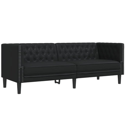 Soffgrupp chesterfield 2 delar svart konstläder