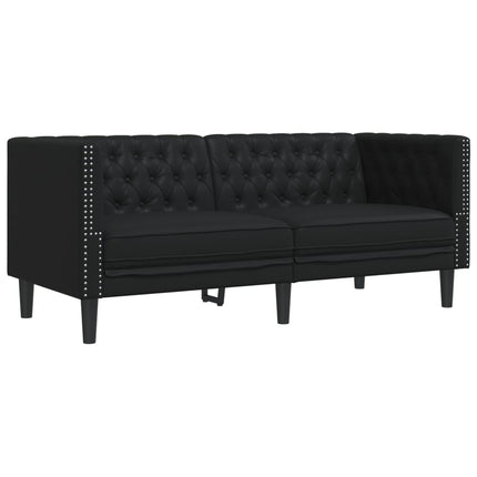 Soffgrupp chesterfield 2 delar svart konstläder