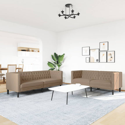 Soffgrupp chesterfield 2 delar cappuccino konstläder