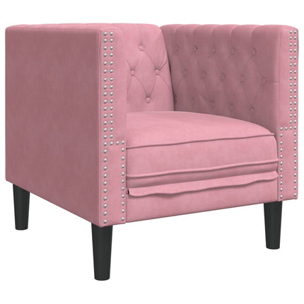 Soffgrupp chesterfield 3 delar bolsterkuddar rosa sammet