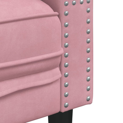 Soffgrupp chesterfield 3 delar bolsterkuddar rosa sammet