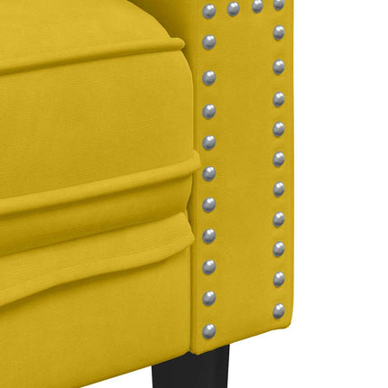 Soffgrupp chesterfield 3 delar bolsterkuddar gul sammet