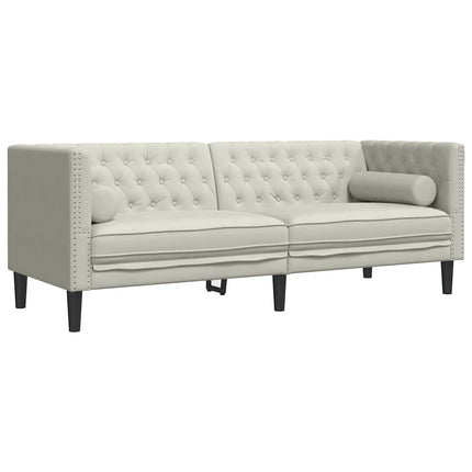 Soffgrupp chesterfield 3 delar bolsterkuddar gräddvit sammet