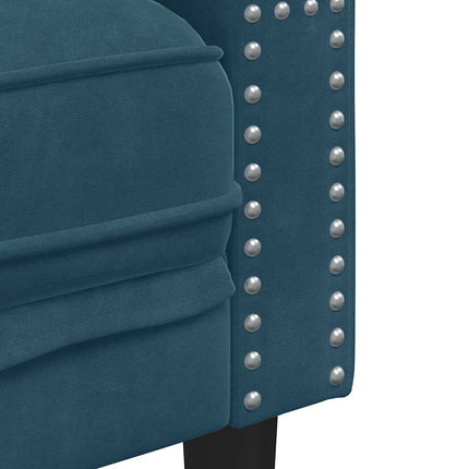 Soffgrupp chesterfield 2 delar bolsterkuddar blå sammet