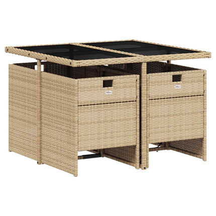 Matgrupp för trädgården med dynor 5 delar mixbeige konstrotting