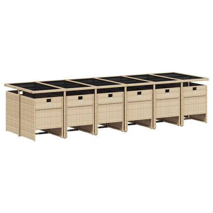 Matgrupp för trädgården med dynor 13delar mixbeige konstrotting