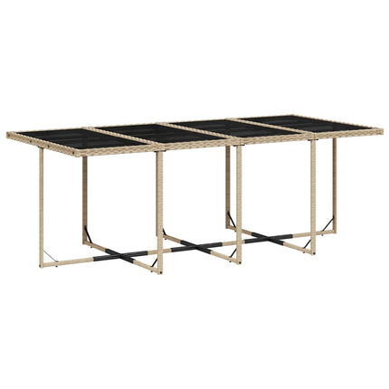 Matgrupp för trädgården med dynor 9 delar beige konstrotting