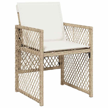 Matgrupp för trädgården med dynor 13 delar beige konstrotting