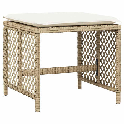 Matgrupp för trädgården med dynor 9 delar beige konstrotting