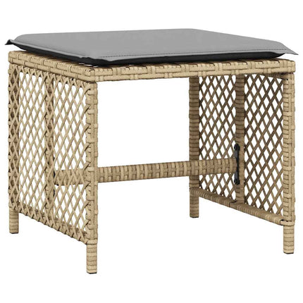 Matgrupp för trädgården med dynor 9 delar beige konstrotting