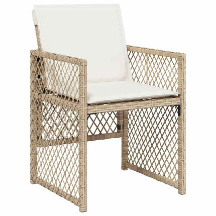Matgrupp för trädgården med dynor 9 delar beige konstrotting