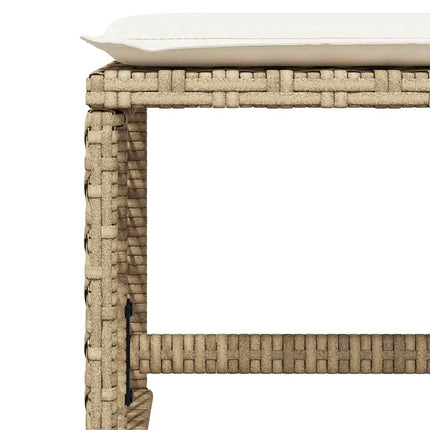 Matgrupp för trädgården med dynor 9 delar beige konstrotting