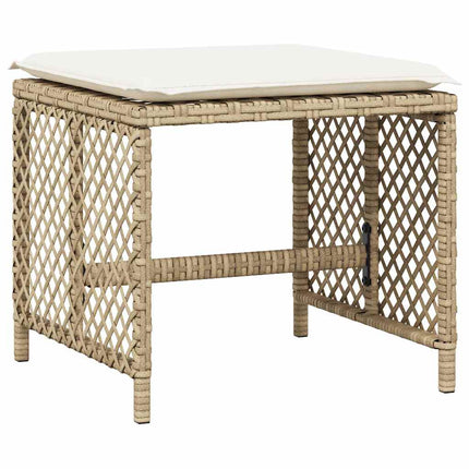 Matgrupp för trädgården med dynor 11 delar beige konstrotting