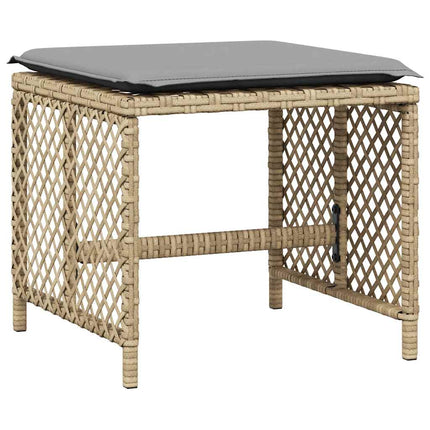 Matgrupp för trädgården med dynor 11 delar beige konstrotting