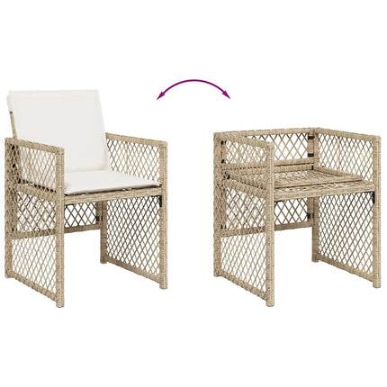 Matgrupp för trädgården med dynor 13 delar beige konstrotting