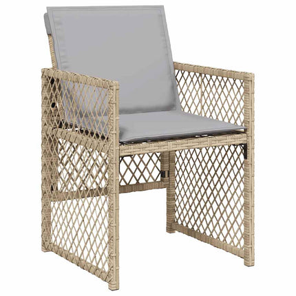 Matgrupp för trädgården med dynor 13 delar beige konstrotting