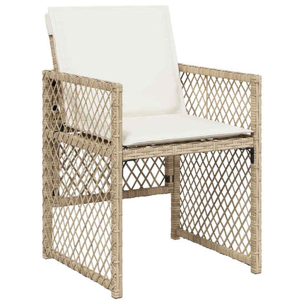 Matgrupp för trädgården med dynor 17 delar beige konstrotting