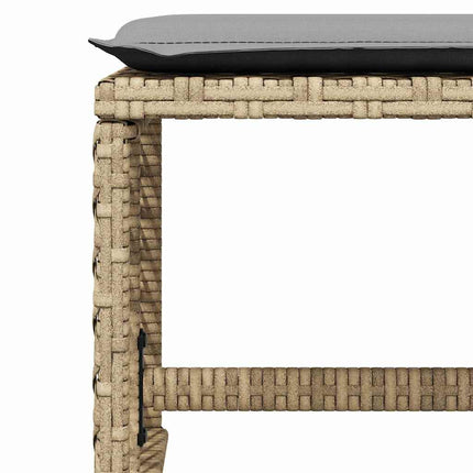Matgrupp för trädgården med dynor 17 delar beige konstrotting