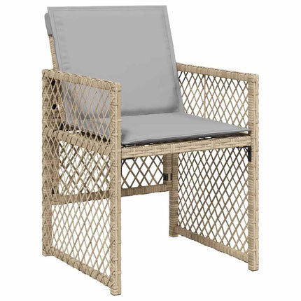 Matgrupp för trädgården m. dynor 15 delar mixbeige konstrotting