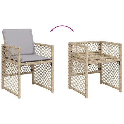 Matgrupp för trädgården m. dynor 15 delar mixbeige konstrotting